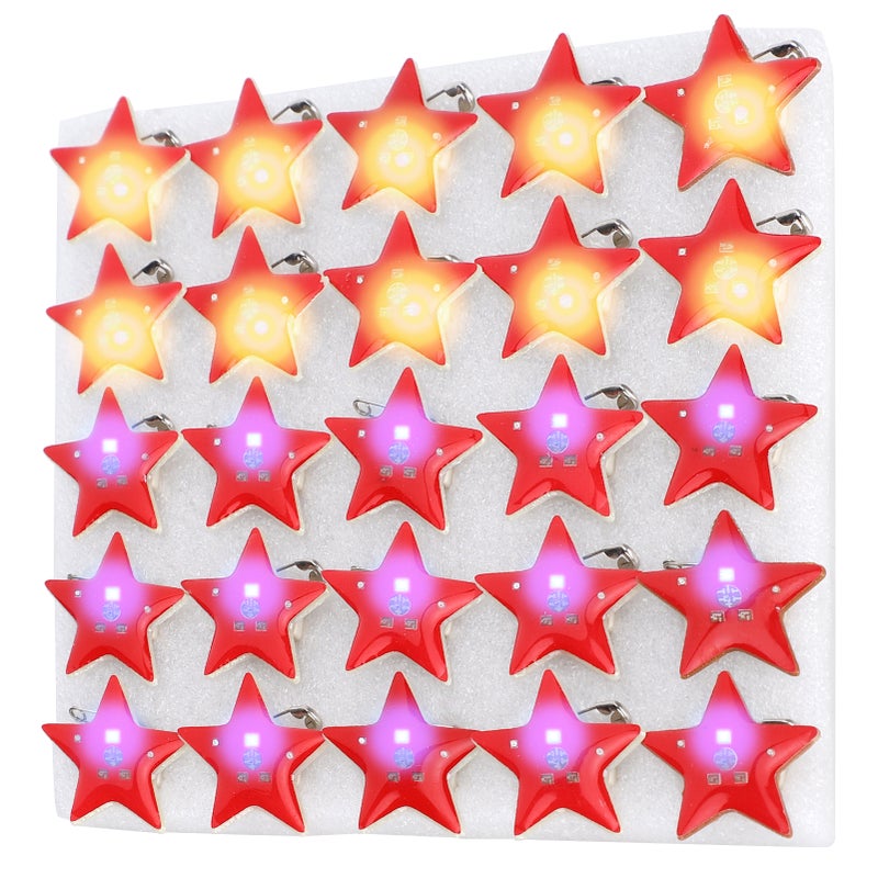 25Pcs FivePointed Star Shaped LED Brooch Christmas Pin Badge for Children Gift Party Favors - Image 5