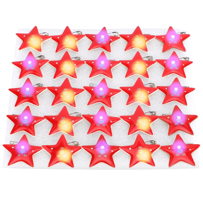 25Pcs FivePointed Star Shaped LED Brooch Christmas Pin Badge for Children Gift Party Favors - Image 1