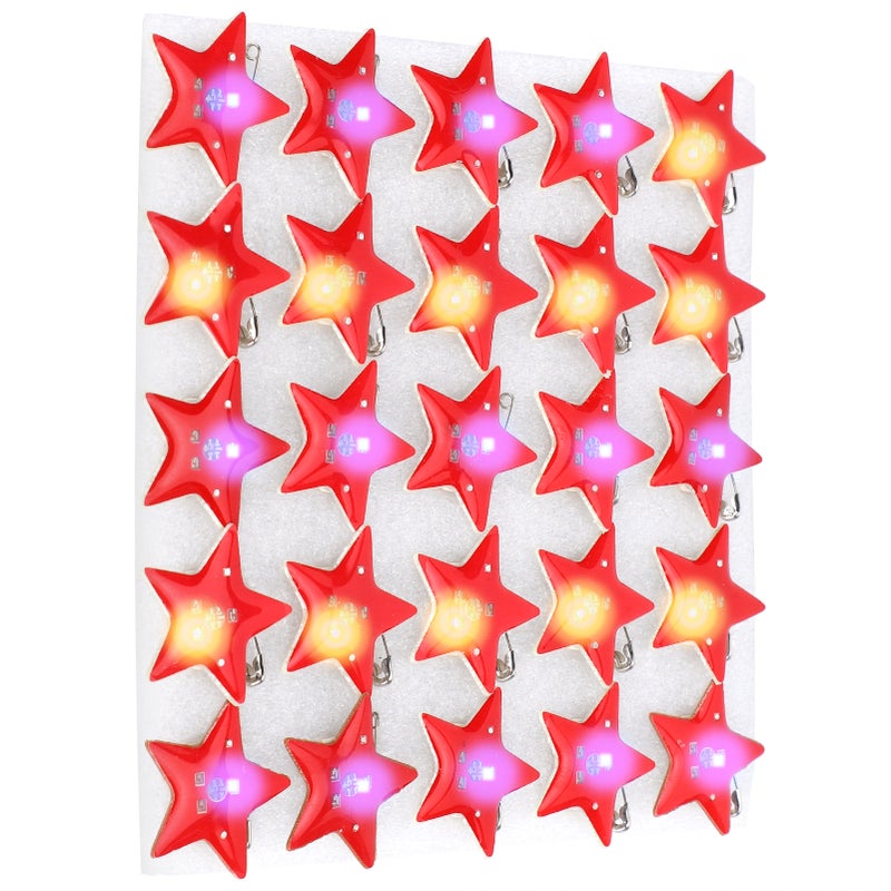 25Pcs FivePointed Star Shaped LED Brooch Christmas Pin Badge for Children Gift Party Favors - Image 4