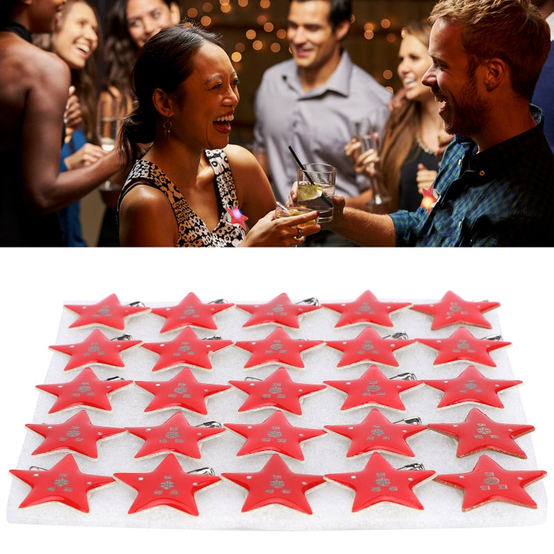 25Pcs FivePointed Star Shaped LED Brooch Christmas Pin Badge for Children Gift Party Favors - Image 2