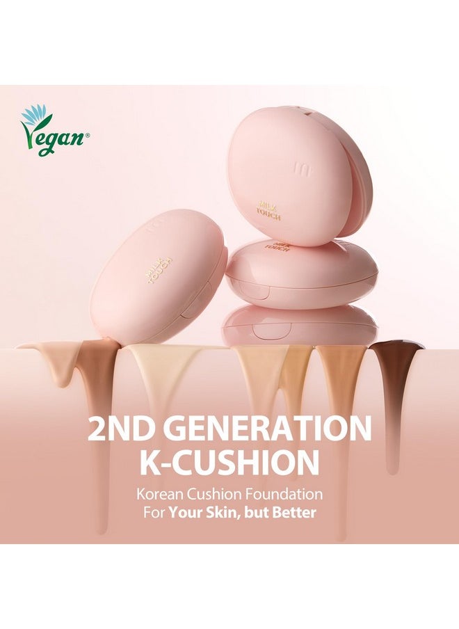 MILKTOUCH - Milky Glow Cushion Foundation For Real Glass Skin - No Oxidation, Radiant Finish, Long-Lasting, Non-Creasing - Glutathione & Vitamin Complex Hydrating Skincare Benefits (19W Warm Ivory) - Image 1