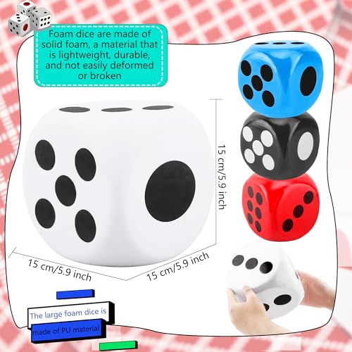 Cotiny 4 Pcs 6 Inches Foam Dice Large Giant Foam Dice Toy for Board Game Birthday Casino Themed Party Decorations 4 Colors Color Style 2 - Image 5