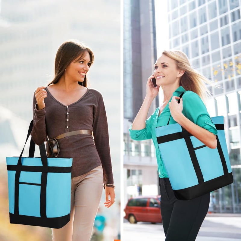 CIVJET Insulated Reusable Tote Bag for Grocery Shopping for Women/Men, Pizza/Food Delivery Bag to Keep Food Cold/Hot for Commercial Food Transport, Cooler bags for Travel/Beach/Picnic, Blue - Image 2
