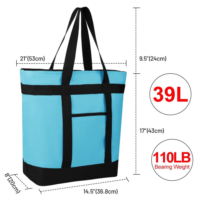 CIVJET Insulated Reusable Tote Bag for Grocery Shopping for Women/Men, Pizza/Food Delivery Bag to Keep Food Cold/Hot for Commercial Food Transport, Cooler bags for Travel/Beach/Picnic, Blue - Image 3