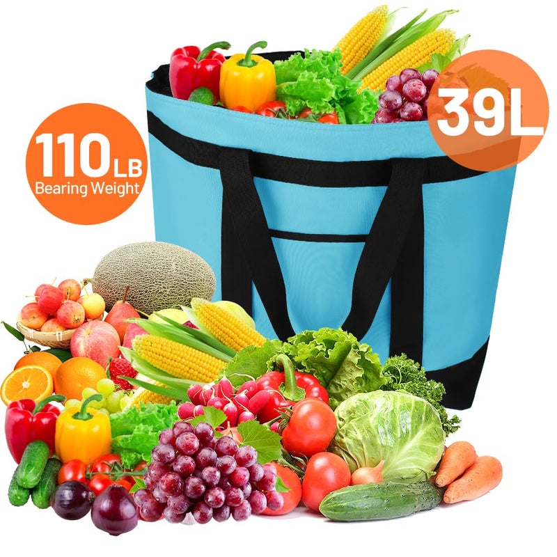 CIVJET Insulated Reusable Tote Bag for Grocery Shopping for Women/Men, Pizza/Food Delivery Bag to Keep Food Cold/Hot for Commercial Food Transport, Cooler bags for Travel/Beach/Picnic, Blue - Image 5