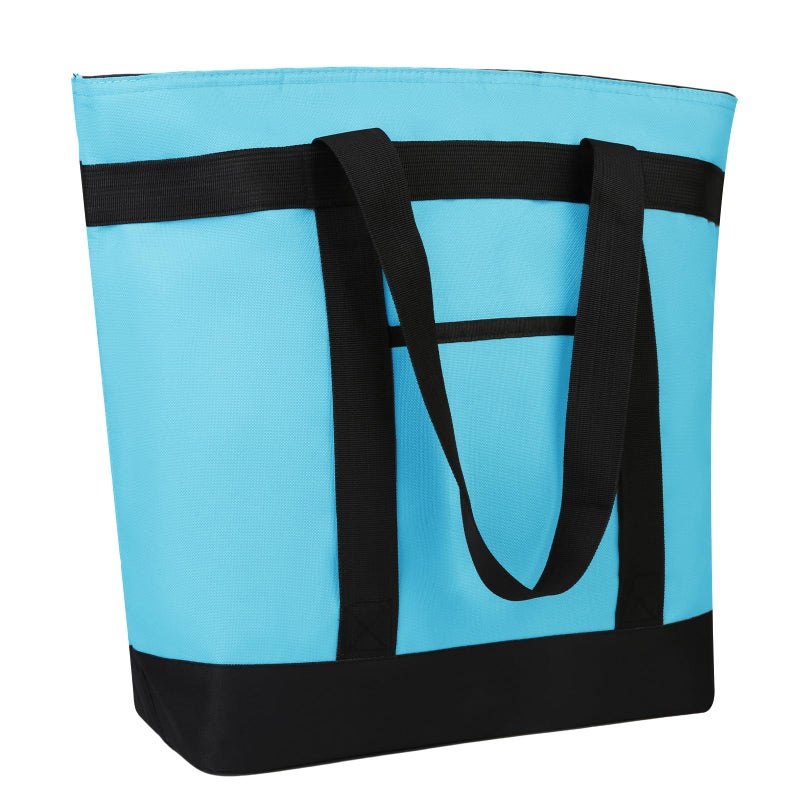 CIVJET Insulated Reusable Tote Bag for Grocery Shopping for Women/Men, Pizza/Food Delivery Bag to Keep Food Cold/Hot for Commercial Food Transport, Cooler bags for Travel/Beach/Picnic, Blue - Image 1