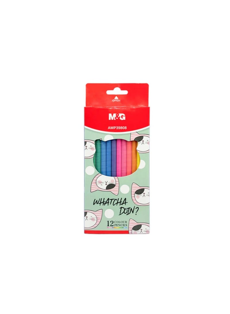 ام اند جي M&G Chenguang Pack of 12 Hexagonal crayons SMC Pastel colored pencil - No:AWP39808 - Image 2