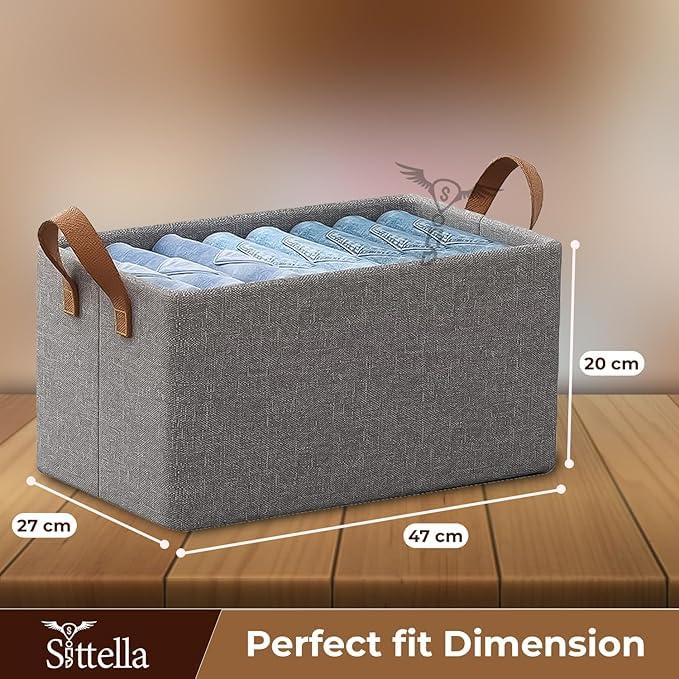 shoasite Wardrobe Organizer for Clothes with Metal Frame Rectangle Storage Baskets for Clothing Fabric Storage Box with Handles Shelf Basket for Storage Clothes Pants Jeans Sweater - Image 3