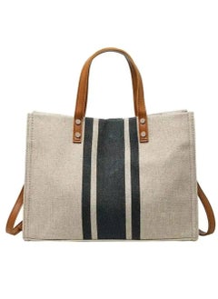 SamoDani Tote Handbag Canvas Trendy Purse Women Crossbody Bag with Zipper, Office, Business and College Medium Size, Brown  - Image 1