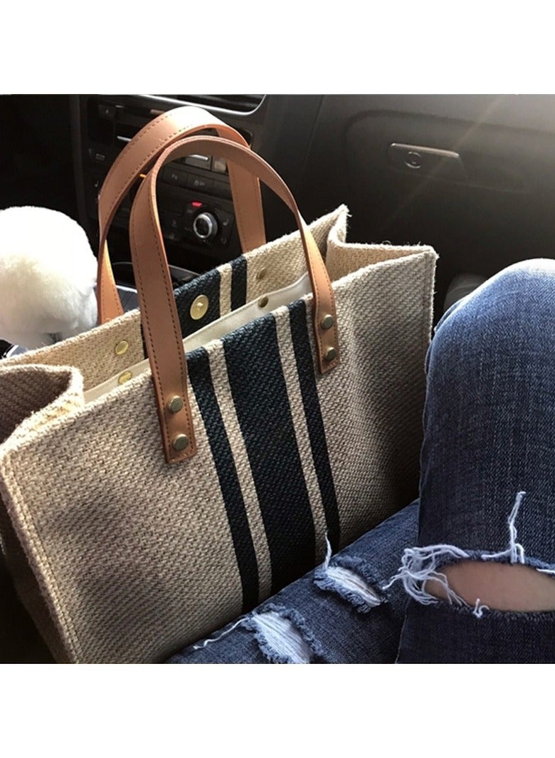 SamoDani Tote Handbag Canvas Trendy Purse Women Crossbody Bag with Zipper, Office, Business and College Medium Size, Brown - Image 2