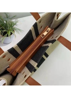 SamoDani Tote Handbag Canvas Trendy Purse Women Crossbody Bag with Zipper, Office, Business and College Medium Size, Brown  - Image 4
