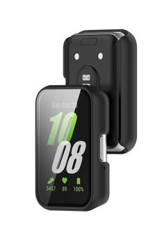 Generic Hard PC Case with Tempered Glass Screen Protector Compatible with Samsung Galaxy Fit 3 SM-R390 Watch Bumper Guard Protective Cover Touch Sensitive Film(Black)  - Image 1