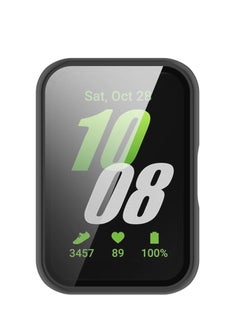 Generic Hard PC Case with Tempered Glass Screen Protector Compatible with Samsung Galaxy Fit 3 SM-R390 Watch Bumper Guard Protective Cover Touch Sensitive Film(Black)  - Image 4