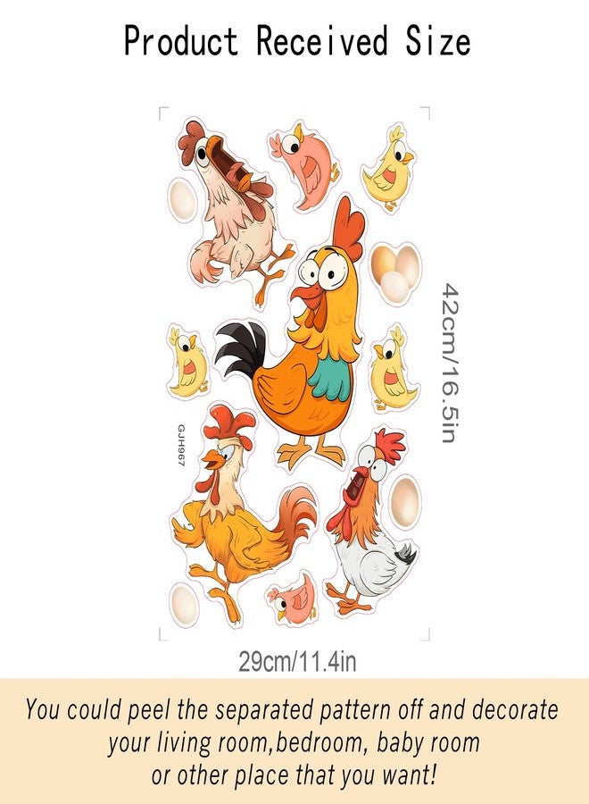 SUPERDANT Funny Chicken Wall Stickers Rooster Hen Chick Wall Decals with Eggs Vinyl Wall Decoration for Kids Bedroom Playroom Kitchen Pantry Refrigerator Decor - Image 2