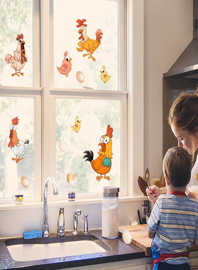 SUPERDANT Funny Chicken Wall Stickers Rooster Hen Chick Wall Decals with Eggs Vinyl Wall Decoration for Kids Bedroom Playroom Kitchen Pantry Refrigerator Decor - Image 4