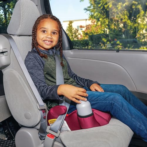 Diono Solana, No Latch, Single Backless Booster Car Seat, Lightweight, Machine Washable Covers, Cup Holders, Pink - Image 2