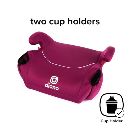 Diono Solana, No Latch, Single Backless Booster Car Seat, Lightweight, Machine Washable Covers, Cup Holders, Pink - Image 5