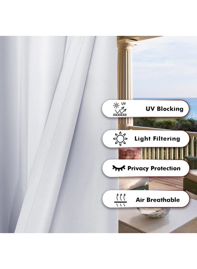 BONZER Waterproof Indoor/Outdoor Curtains for Patio Thick Privacy Grommet Curtains for Bedroom, Living Room, Porch, Pergola, Cabana, 1 Panel, 54 x 84 inch, White - Image 3