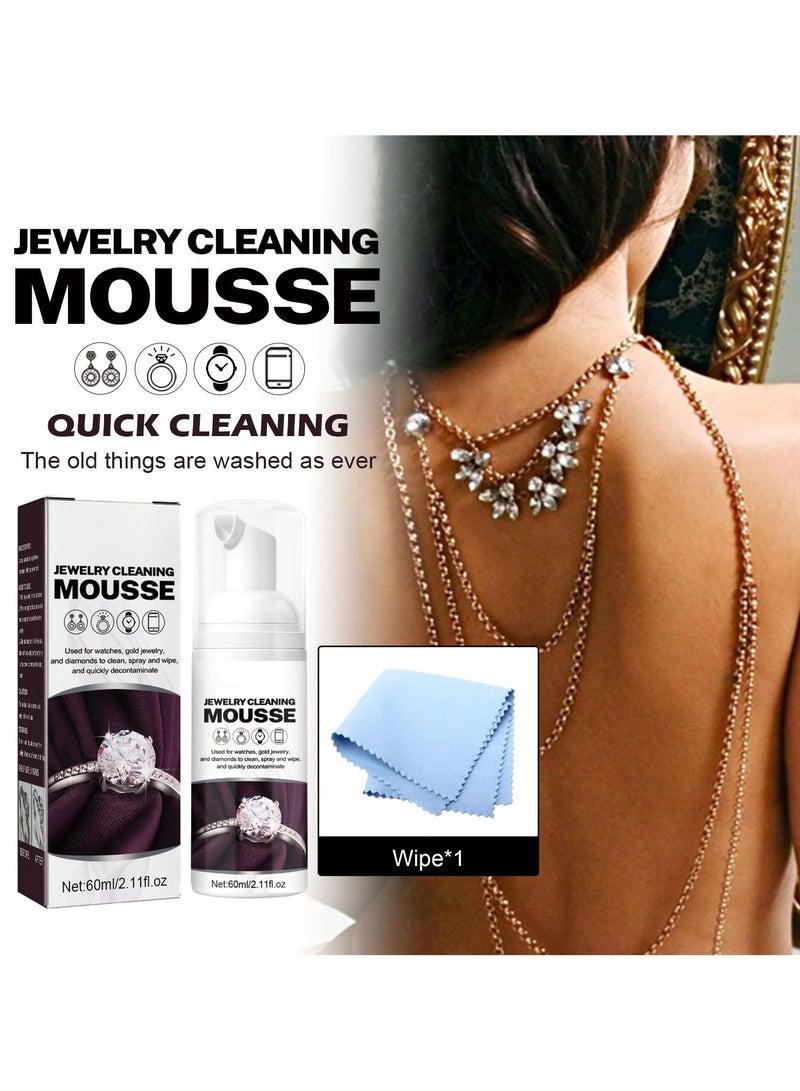 SYOSI Jewellery Care Cleaning Kit, Professional Removing Clean Foaming, Mousse Spray for Jewelry Clean, for Jewelry Clean and Sparkle with Deep Cleaning Cloth, for Jewelry and Watches (60ml) - Image 3