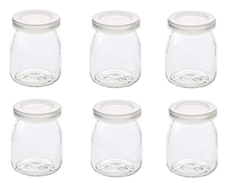 Dailydanny 6 Pcs Yogurt Pudding Jars Bottles With Plastic Lids Ideal for Jam Honey Wedding Favors Shower Favors Baby Foods 7 oz 200ml