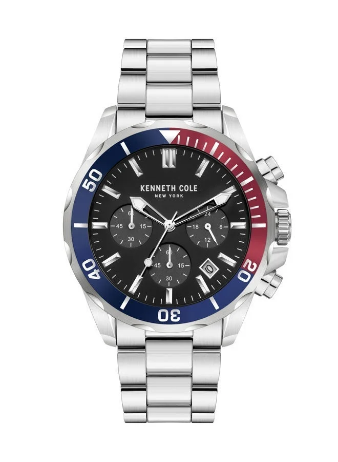 كينيث كول نيو يورك ساعة كرونوغراف رجالية 43 ملم بسوار ستانلس ستيل