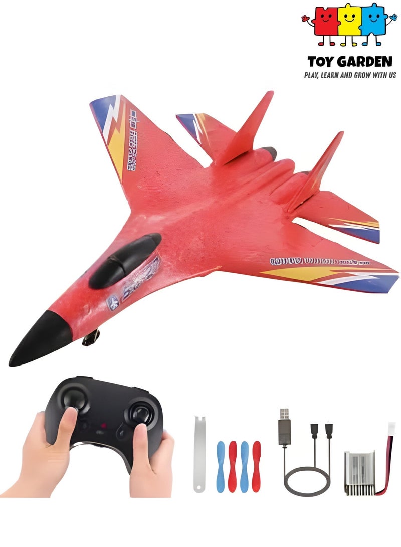 TOY GARDEN 2.4GHz RC Plane – Ready-to-Fly Remote Control Jet Glider with 6-Axis Gyro, Battery, and Cool Lights, Easy-to-Fly Toy Aircraft for Kids & Adults (Red) - Image 1