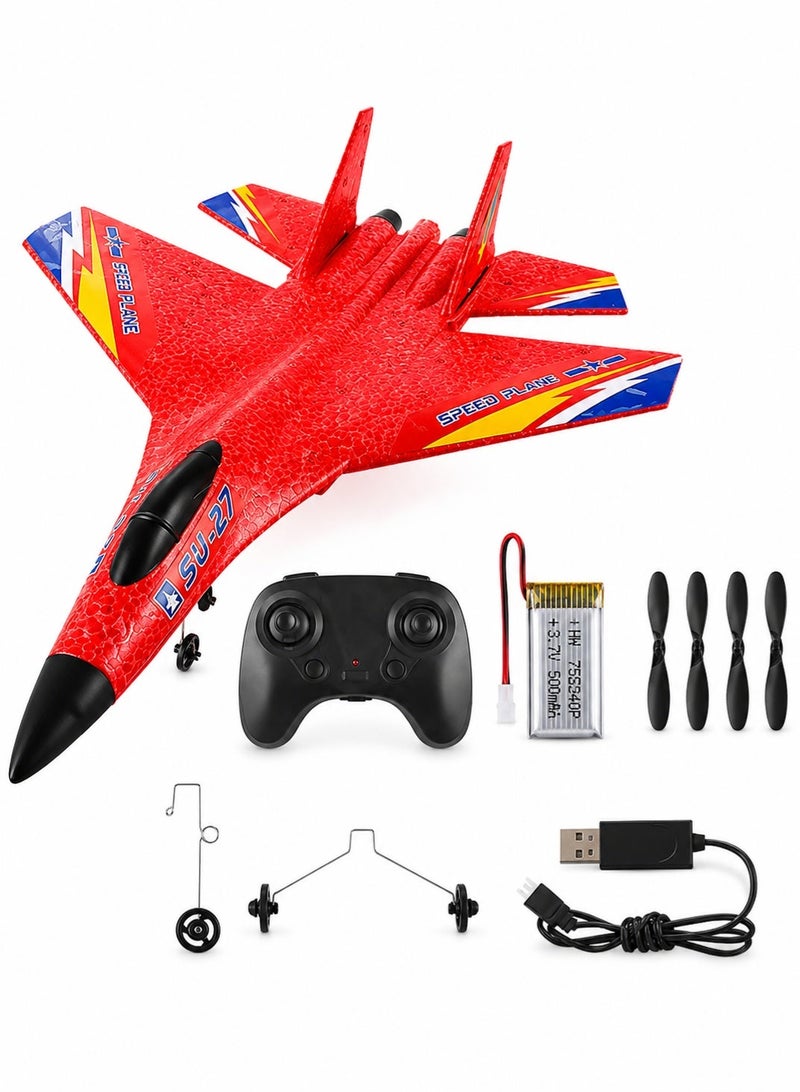TOY GARDEN 2.4GHz RC Plane – Ready-to-Fly Remote Control Jet Glider with 6-Axis Gyro, Battery, and Cool Lights, Easy-to-Fly Toy Aircraft for Kids & Adults (Red) - Image 2