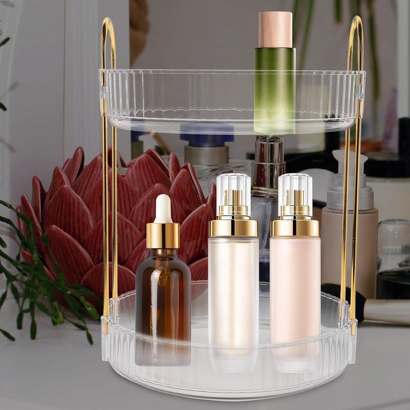 Rotating Makeup Organizer and Vanity Storage Holder for Skincare and Perfume, Multi-Layer Bathroom Counter Cosmetics Organizer with High Capacity for Bedroom and Bathroom Use - Image 5