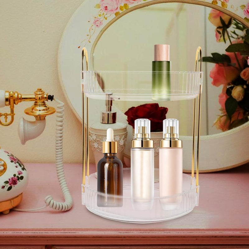 Rotating Makeup Organizer and Vanity Storage Holder for Skincare and Perfume, Multi-Layer Bathroom Counter Cosmetics Organizer with High Capacity for Bedroom and Bathroom Use - Image 3