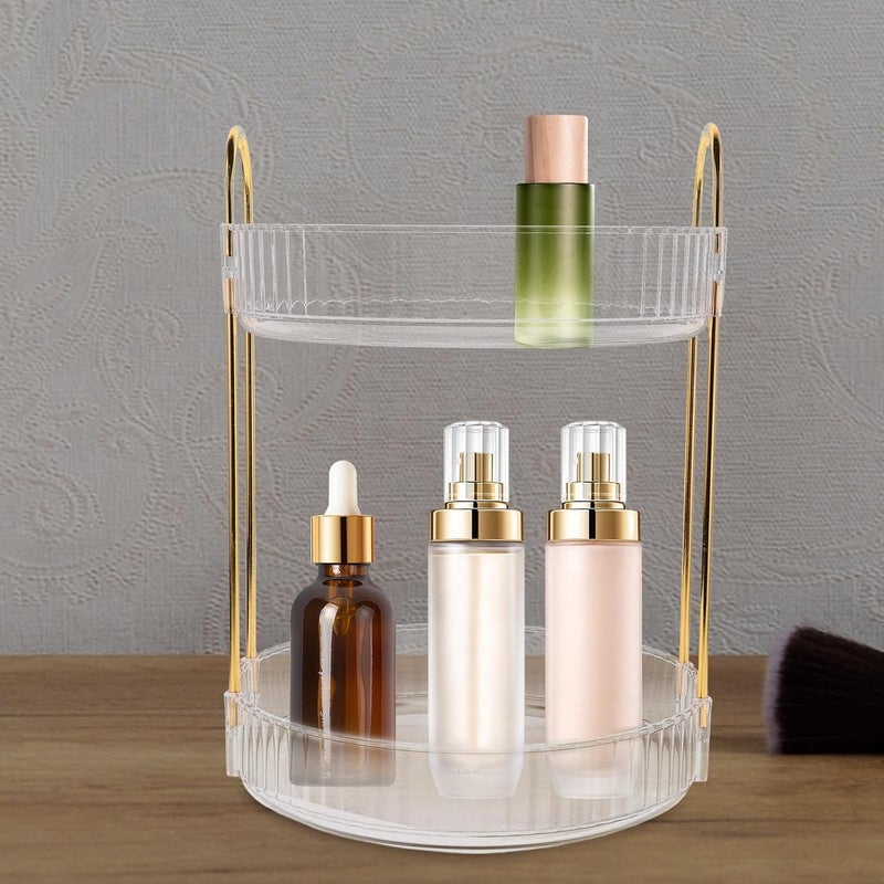 Rotating Makeup Organizer and Vanity Storage Holder for Skincare and Perfume, Multi-Layer Bathroom Counter Cosmetics Organizer with High Capacity for Bedroom and Bathroom Use - Image 4