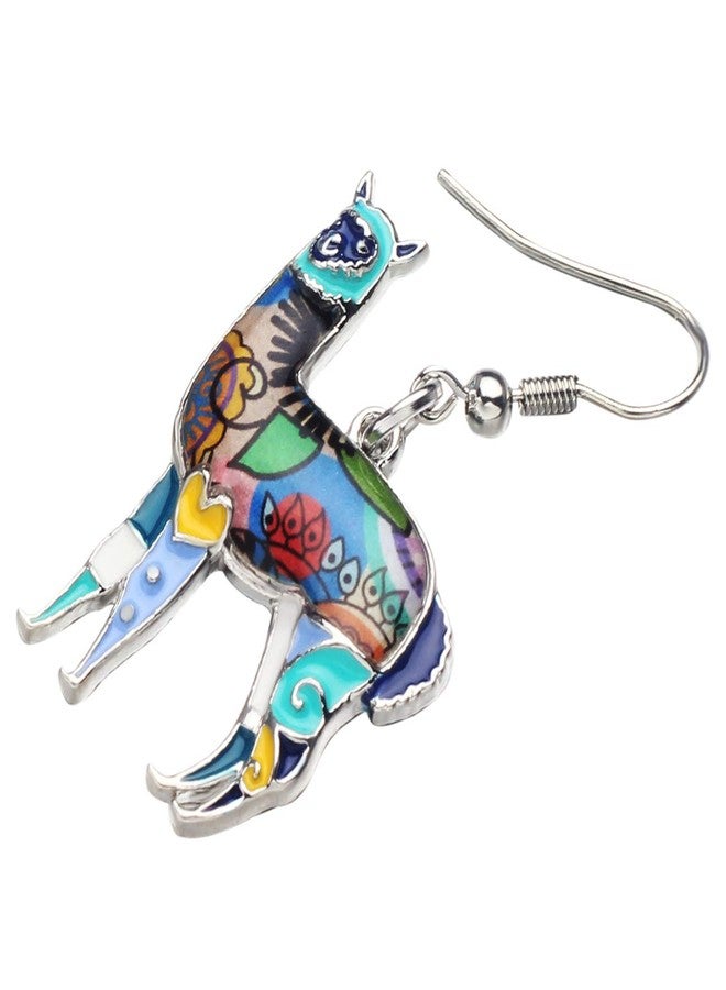 NEWEI Enamel Alloy South America Alpaca Earrings Drop Dangle Fashion Unique Animal Jewelry For Women Gift Charms (Blue) - Image 4