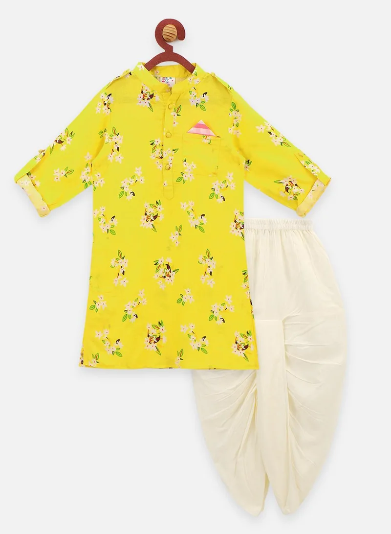 ليل بيكس طقم دهوتي كورتا أصفر