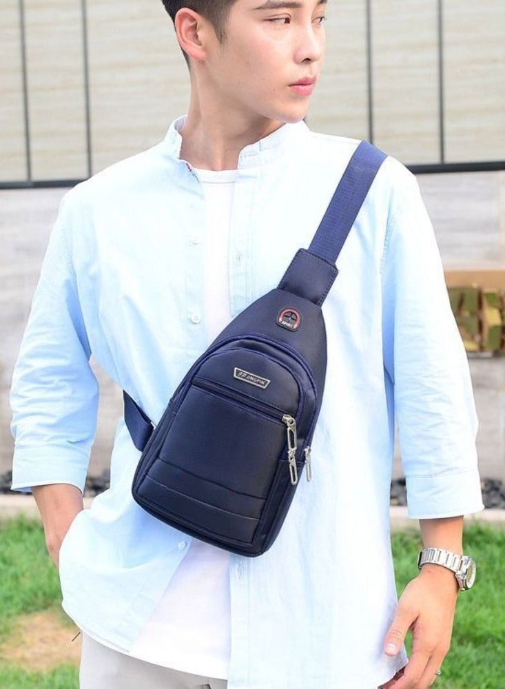 MYK waterproof Oxford cloth Messenger Bag Sling Bag for Men & Women Crossbody Small Shoulder Chest Anti Theft Travel Personal Pocket Bag Casual Backpack (BLUE)) - Image 2