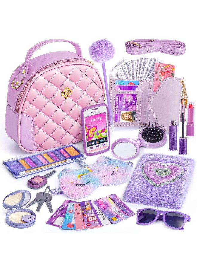 Hohosunlar Hohosunlar Little Girl Purse Accessories, My First Purse Set - Play Makeup Princess Plush Diary Unicorn Eye Mask Wallet Phone Pretend Credit Cards Kids Pretend Play Christmas Toy Gift for Girl Age 3+  - Image 1