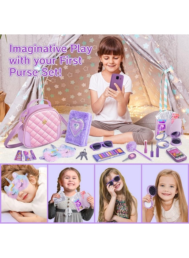 Hohosunlar Hohosunlar Little Girl Purse Accessories, My First Purse Set - Play Makeup Princess Plush Diary Unicorn Eye Mask Wallet Phone Pretend Credit Cards Kids Pretend Play Christmas Toy Gift for Girl Age 3+  - Image 3