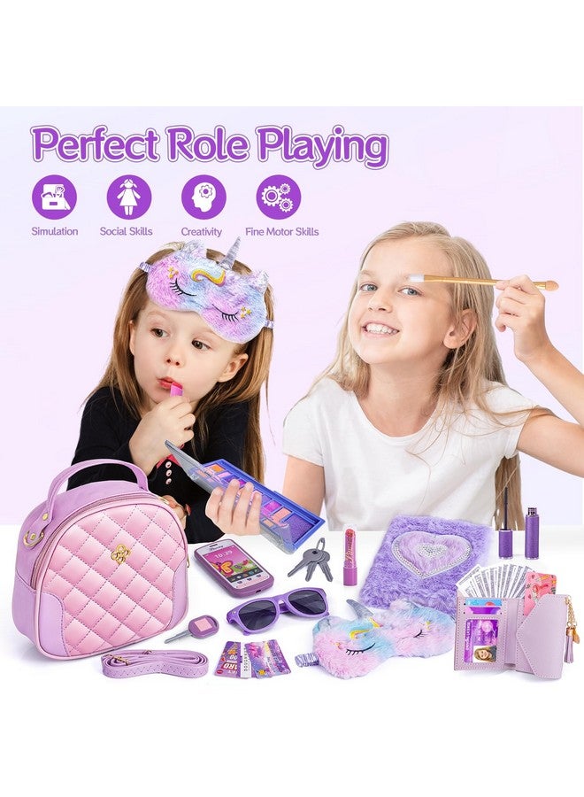 Hohosunlar Hohosunlar Little Girl Purse Accessories, My First Purse Set - Play Makeup Princess Plush Diary Unicorn Eye Mask Wallet Phone Pretend Credit Cards Kids Pretend Play Christmas Toy Gift for Girl Age 3+  - Image 5