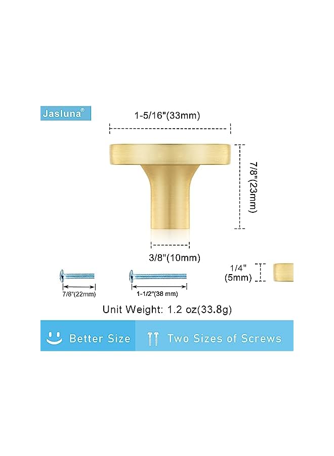 The Bros Pearl Gold Knobs for Dresser Drawers, 12-Pack Brushed Brass Cabinet Knobs Pulls, 1-1/4-Inch knobs for Kitchen Bathroom, Decorative Furniture Hardware - Image 5