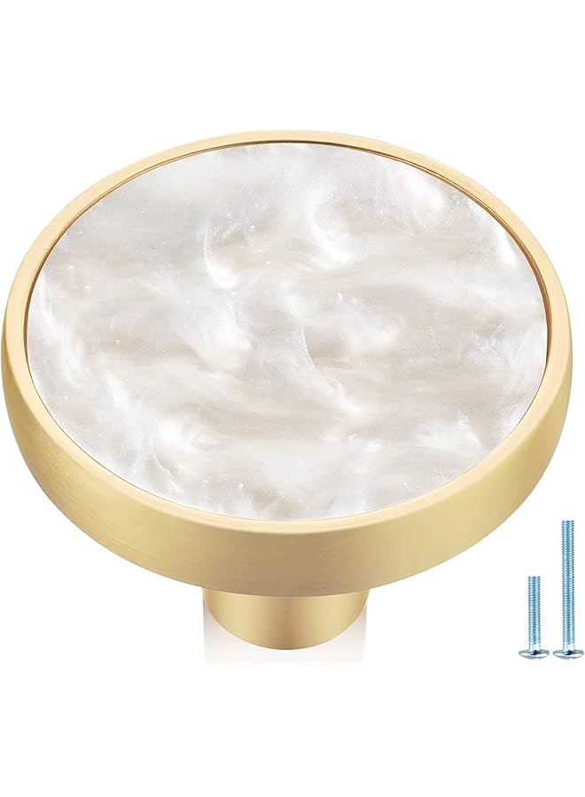 The Bros Pearl Gold Knobs for Dresser Drawers, 12-Pack Brushed Brass Cabinet Knobs Pulls, 1-1/4-Inch knobs for Kitchen Bathroom, Decorative Furniture Hardware - Image 1