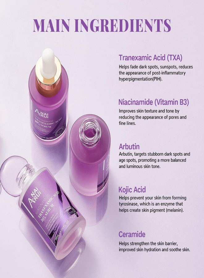 ANAI RUI 10% Tranexamic Acid Serum With Niacinamide,Kojic acid, Arbutin,Ceramide, for Uneven Skin Tone 1.05 FL.Oz - Image 3