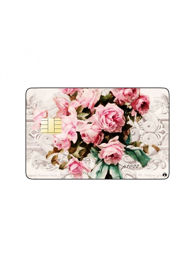 RKN PRINTED BANK CARD STICKER Beautiful Pink Roses Drawing - Image 2