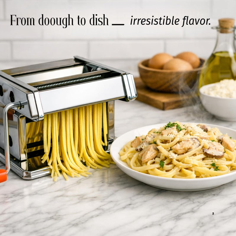 Italian Pasta and Noodles Maker Machine Dough Rolling Machine Fucchini Noodles All Pastries Thickness Adjustable, Equipped for Restaurant Motor Installation, Stainless Steel - Image 4