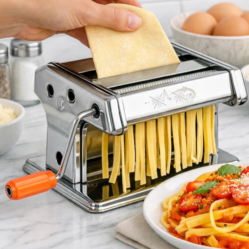 Italian Pasta and Noodles Maker Machine Dough Rolling Machine Fucchini Noodles All Pastries Thickness Adjustable, Equipped for Restaurant Motor Installation, Stainless Steel - Image 1