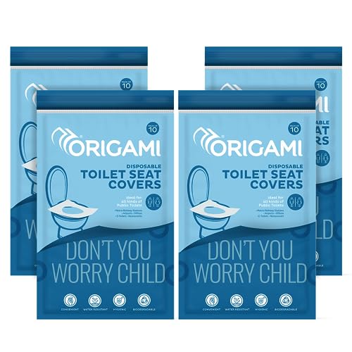 Origami Disposable Toilet Seat Covers Pack of 4 (Total 40 Sheets) | Water Resistant & Biodegradable | Hygienic Protection with No Direct Contact with Unsanitary Seats | Easy to Dispose & Eco-Friendly - Image 1