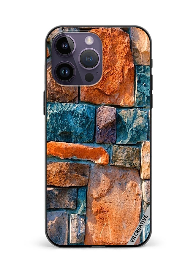 VR CREATIVE غطاء حماية لجهاز آبل آيفون 15 برو ماكس بتصميم حجر تجريدي متعدد الألوان - Image 1