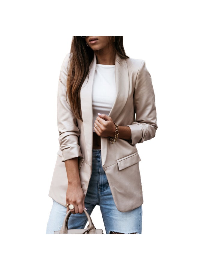 Street Style Autumn And Winter New Casual Loose Super Cool Suit Collar Leather Jacket - Image 5