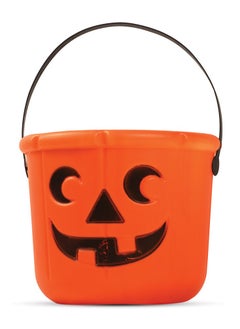MAD TOYS Halloween Creepy Orange Pumpkin Bucket with Handle, Large Capacity Candy Holder Kids/ Adults, Halloween Trick or Treat Pumpkin Bucket for Party Decor,Halloween Party Bag Fillers 3+ Years  - Image 1