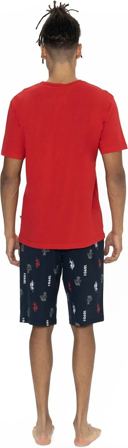 U.S. Polo Assn. 18867 Men's Short Sleeve Crew Neck Pajama Set with Shorts-Red