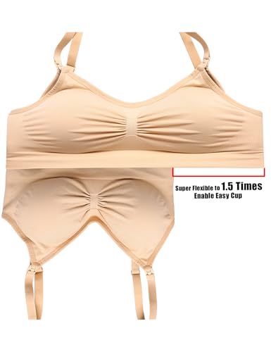 HOFISH Women's Seamless Nursing Maternity Bra Push Up Comfort Sleep Bralette 3PCS/Pack 2XL - Image 3