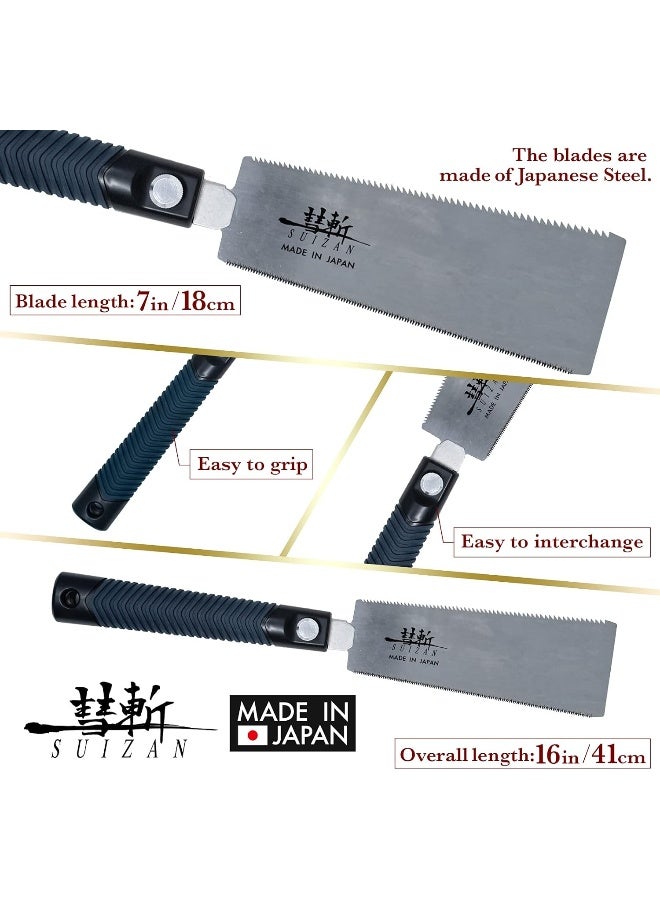 SUIZAN Japanese Ryoba Pull Saw 7 Inch Double Edge Hand Saw for Woodworking  - Image 2