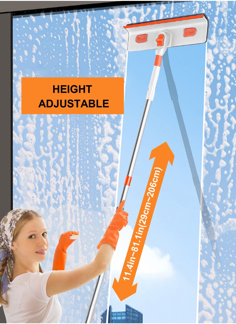 HomarKet Window Cleaner Tool,3-In-1 Window Cleaner Kit With 2 Absorbent Microfiber Cloths And Scraper,Household Squeegee Extendable 144cm,Window Washing Kits For Mirror Glass  - Image 3